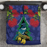 New Zealand Christmas In July Bedding Set Kowhai Tui Bird With Pohutukawa - Blue LT14 Blue - Polynesian Pride