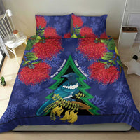 New Zealand Christmas In July Bedding Set Kowhai Tui Bird With Pohutukawa - Blue LT14 - Polynesian Pride