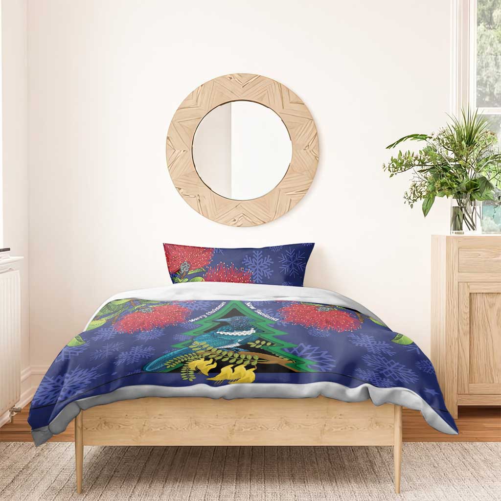 New Zealand Christmas In July Bedding Set Kowhai Tui Bird With Pohutukawa - Blue LT14 - Polynesian Pride