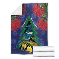 New Zealand Christmas In July Blanket Kowhai Tui Bird With Pohutukawa - Blue LT14 - Polynesian Pride