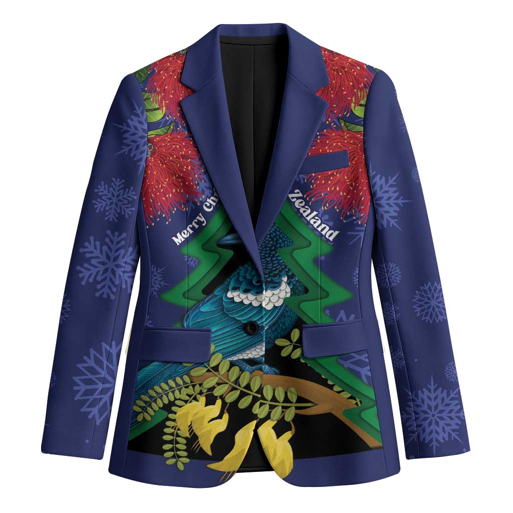 New Zealand Christmas In July Blazer Kowhai Tui Bird With Pohutukawa - Blue LT14 Unisex Blue - Polynesian Pride