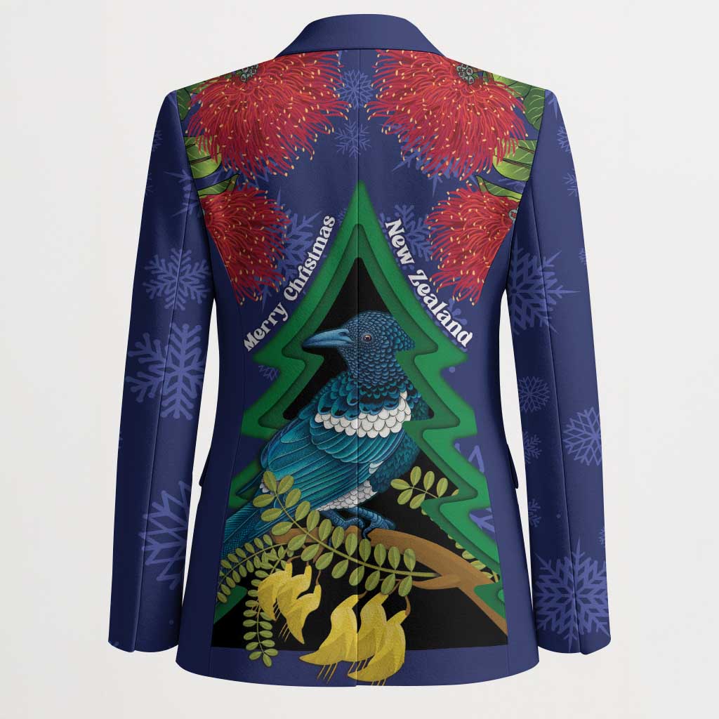New Zealand Christmas In July Blazer Kowhai Tui Bird With Pohutukawa - Blue LT14 - Polynesian Pride