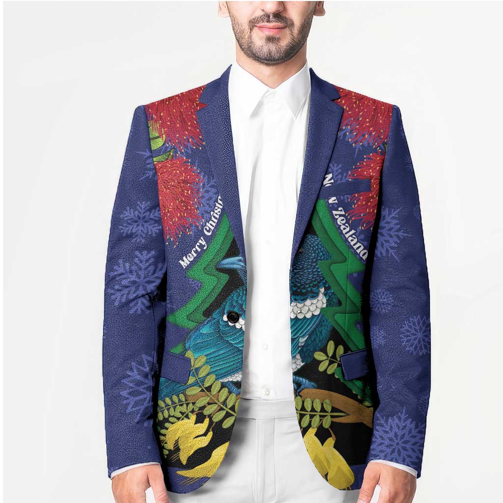 New Zealand Christmas In July Blazer Kowhai Tui Bird With Pohutukawa - Blue LT14 - Polynesian Pride
