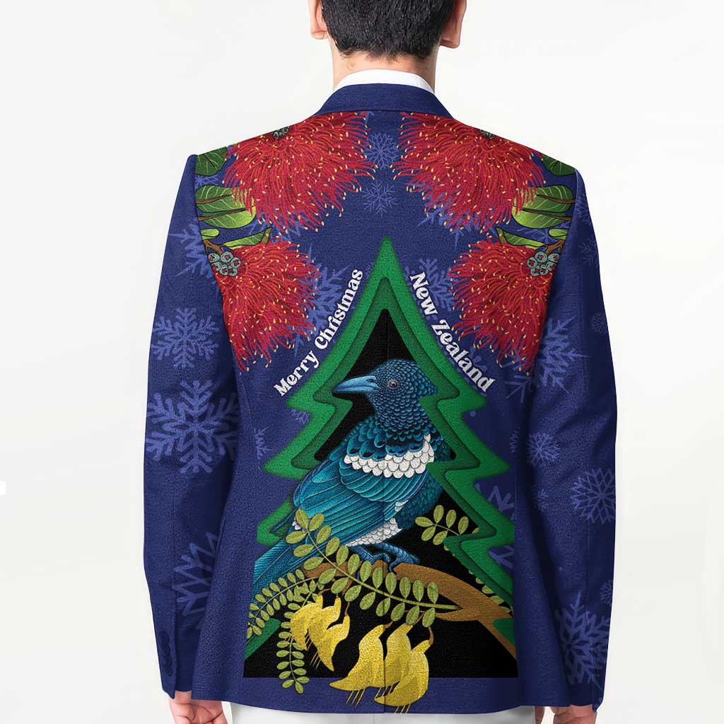 New Zealand Christmas In July Blazer Kowhai Tui Bird With Pohutukawa - Blue LT14 - Polynesian Pride
