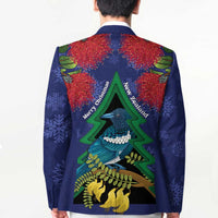 New Zealand Christmas In July Blazer Kowhai Tui Bird With Pohutukawa - Blue LT14 - Polynesian Pride