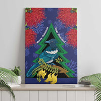 New Zealand Christmas In July Canvas Wall Art Kowhai Tui Bird With Pohutukawa - Blue LT14 - Polynesian Pride