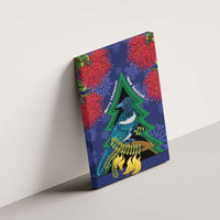 New Zealand Christmas In July Canvas Wall Art Kowhai Tui Bird With Pohutukawa - Blue LT14 - Polynesian Pride