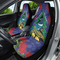 New Zealand Christmas In July Car Seat Cover Kowhai Tui Bird With Pohutukawa - Blue LT14 - Polynesian Pride