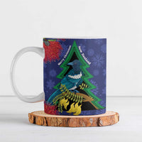 New Zealand Christmas In July Ceramic Mug Kowhai Tui Bird With Pohutukawa - Blue LT14 Blue - Polynesian Pride