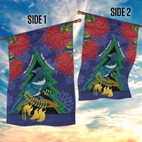 New Zealand Christmas In July Garden Flag Kowhai Tui Bird With Pohutukawa - Blue LT14 - Polynesian Pride