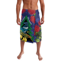 New Zealand Christmas In July Lavalava Kowhai Tui Bird With Pohutukawa - Blue LT14 Blue - Polynesian Pride