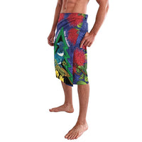 New Zealand Christmas In July Lavalava Kowhai Tui Bird With Pohutukawa - Blue LT14 - Polynesian Pride