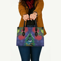 New Zealand Christmas In July Leather Bag Kowhai Tui Bird With Pohutukawa - Blue LT14 - Polynesian Pride
