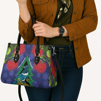 New Zealand Christmas In July Leather Bag Kowhai Tui Bird With Pohutukawa - Blue LT14 - Polynesian Pride