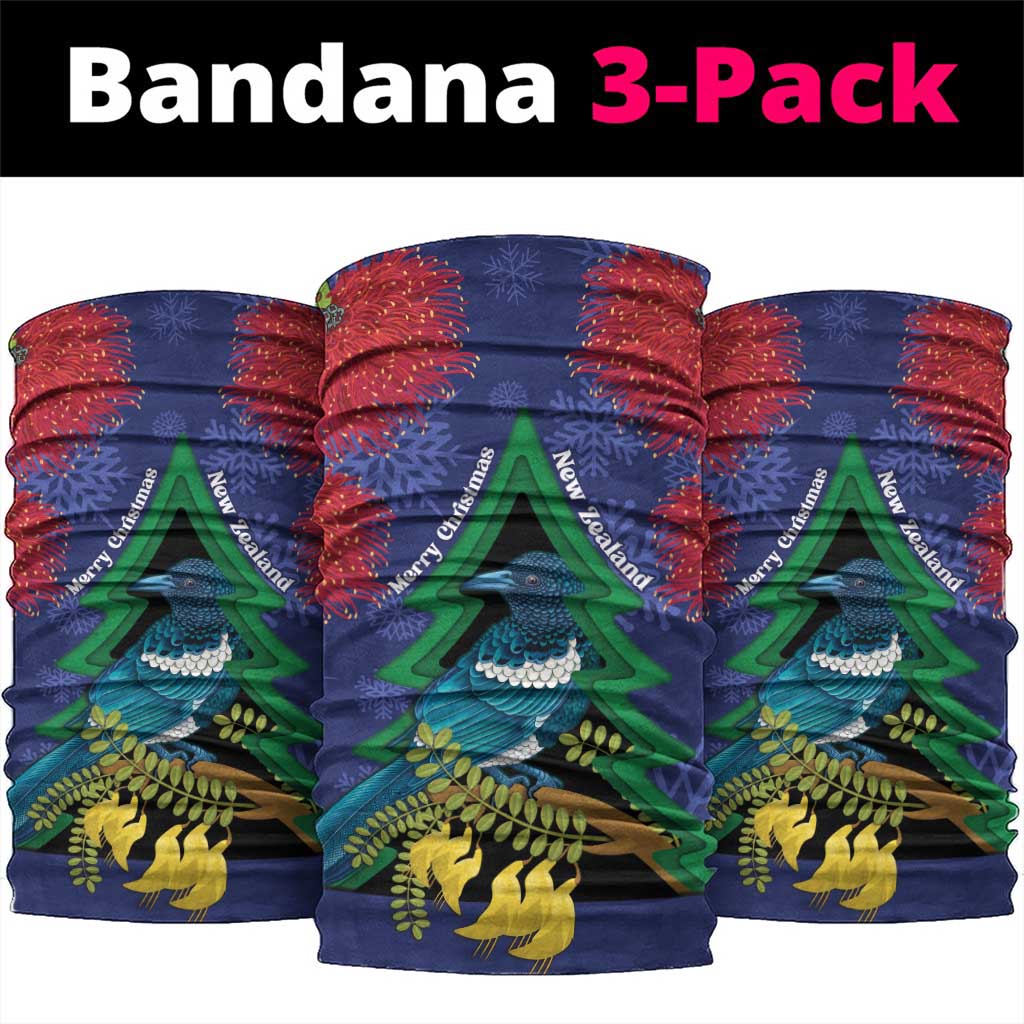New Zealand Christmas In July Neck Gaiter Kowhai Tui Bird With Pohutukawa - Blue LT14 package One Size: 25*50cm Blue - Polynesian Pride