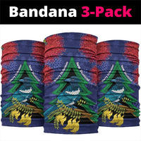 New Zealand Christmas In July Neck Gaiter Kowhai Tui Bird With Pohutukawa - Blue LT14 package One Size: 25*50cm Blue - Polynesian Pride