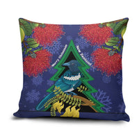 New Zealand Christmas In July Pillow Cover Kowhai Tui Bird With Pohutukawa - Blue LT14 Blue - Polynesian Pride