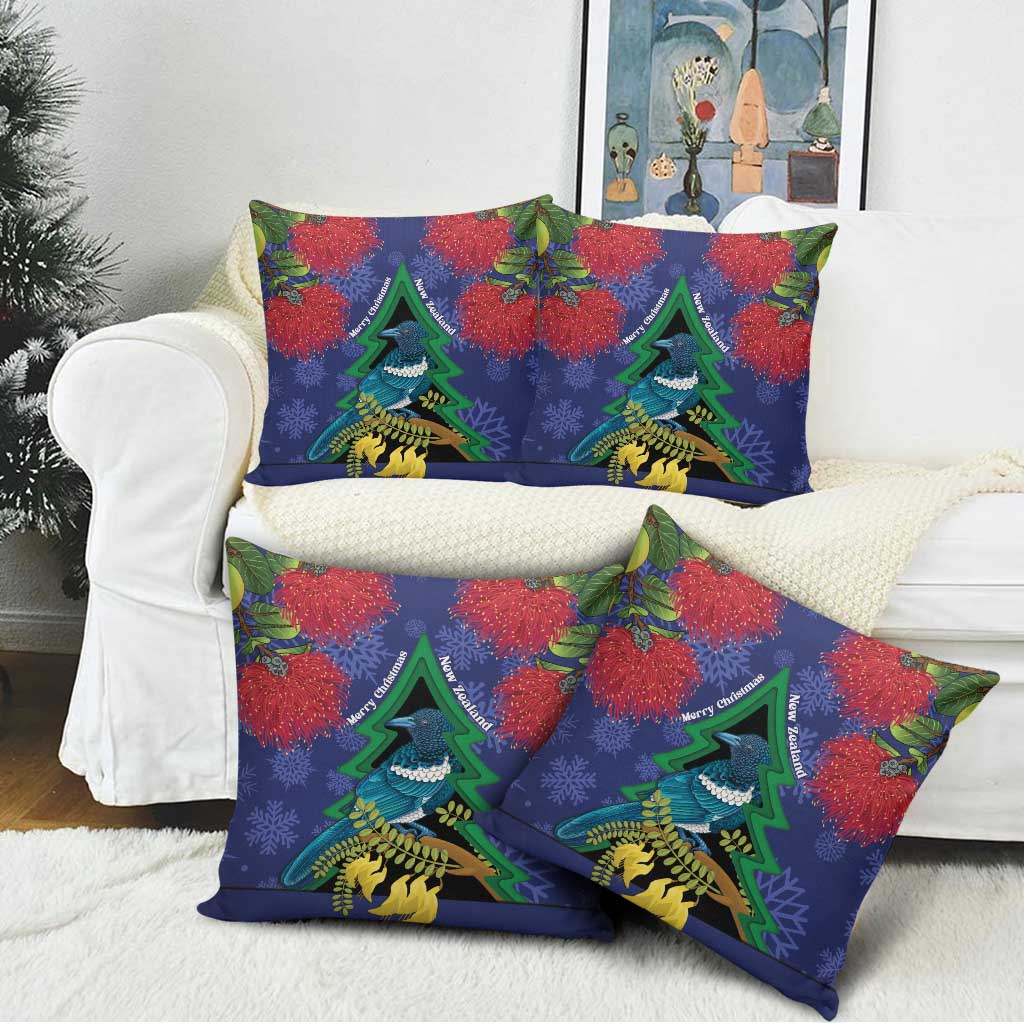 New Zealand Christmas In July Pillow Cover Kowhai Tui Bird With Pohutukawa - Blue LT14 - Polynesian Pride