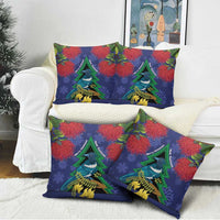 New Zealand Christmas In July Pillow Cover Kowhai Tui Bird With Pohutukawa - Blue LT14 - Polynesian Pride