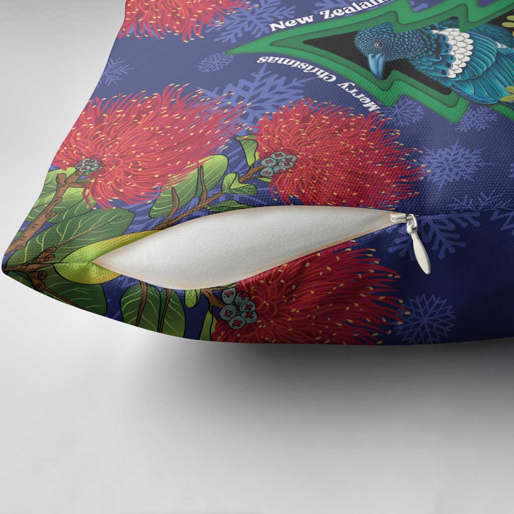 New Zealand Christmas In July Pillow Cover Kowhai Tui Bird With Pohutukawa - Blue LT14 - Polynesian Pride