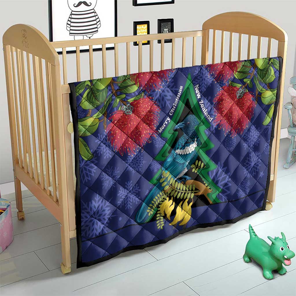 New Zealand Christmas In July Quilt Kowhai Tui Bird With Pohutukawa - Blue LT14 - Polynesian Pride