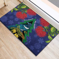 New Zealand Christmas In July Rubber Doormat Kowhai Tui Bird With Pohutukawa - Blue LT14 - Polynesian Pride