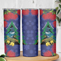 New Zealand Christmas In July Skinny Tumbler Kowhai Tui Bird With Pohutukawa - Blue LT14 - Polynesian Pride