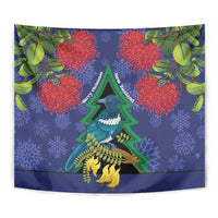 New Zealand Christmas In July Tapestry Kowhai Tui Bird With Pohutukawa - Blue LT14 - Polynesian Pride