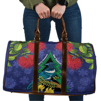 New Zealand Christmas In July Travel Bag Kowhai Tui Bird With Pohutukawa - Blue LT14 Blue - Polynesian Pride