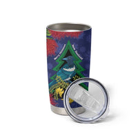 New Zealand Christmas In July Tumbler Cup Kowhai Tui Bird With Pohutukawa - Blue LT14 - Polynesian Pride