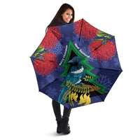 New Zealand Christmas In July Umbrella Kowhai Tui Bird With Pohutukawa - Blue LT14 - Polynesian Pride