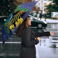 New Zealand Christmas In July Umbrella Kowhai Tui Bird With Pohutukawa - Blue LT14 - Polynesian Pride