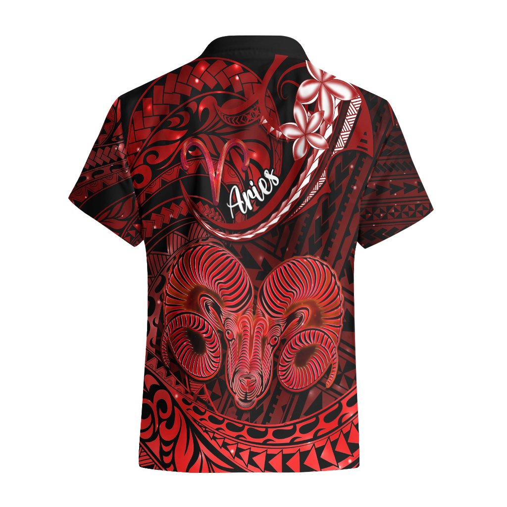 Polynesian Pride Aries Zodiac Hawaiian Shirt Astrological Sign Tribal Plumeria Red Galaxy LT14 - Polynesian Pride