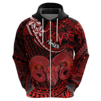 Polynesian Pride Aries Zodiac Hoodie Astrological Sign Tribal Plumeria Red Galaxy LT14 - Polynesian Pride