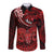 Polynesian Pride Aries Zodiac Long Sleeve Button Shirt Astrological Sign Tribal Plumeria Red Galaxy LT14 Unisex Red - Polynesian Pride