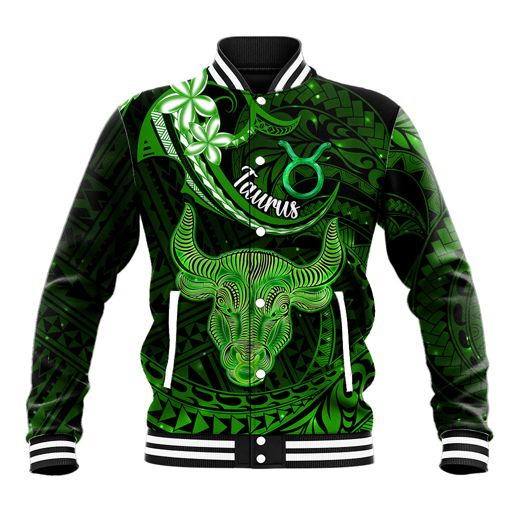 Polynesian Pride Taurus Zodiac Baseball Jacket Astrological Sign Tribal Plumeria Green Galaxy LT14 Unisex Green - Polynesian Pride