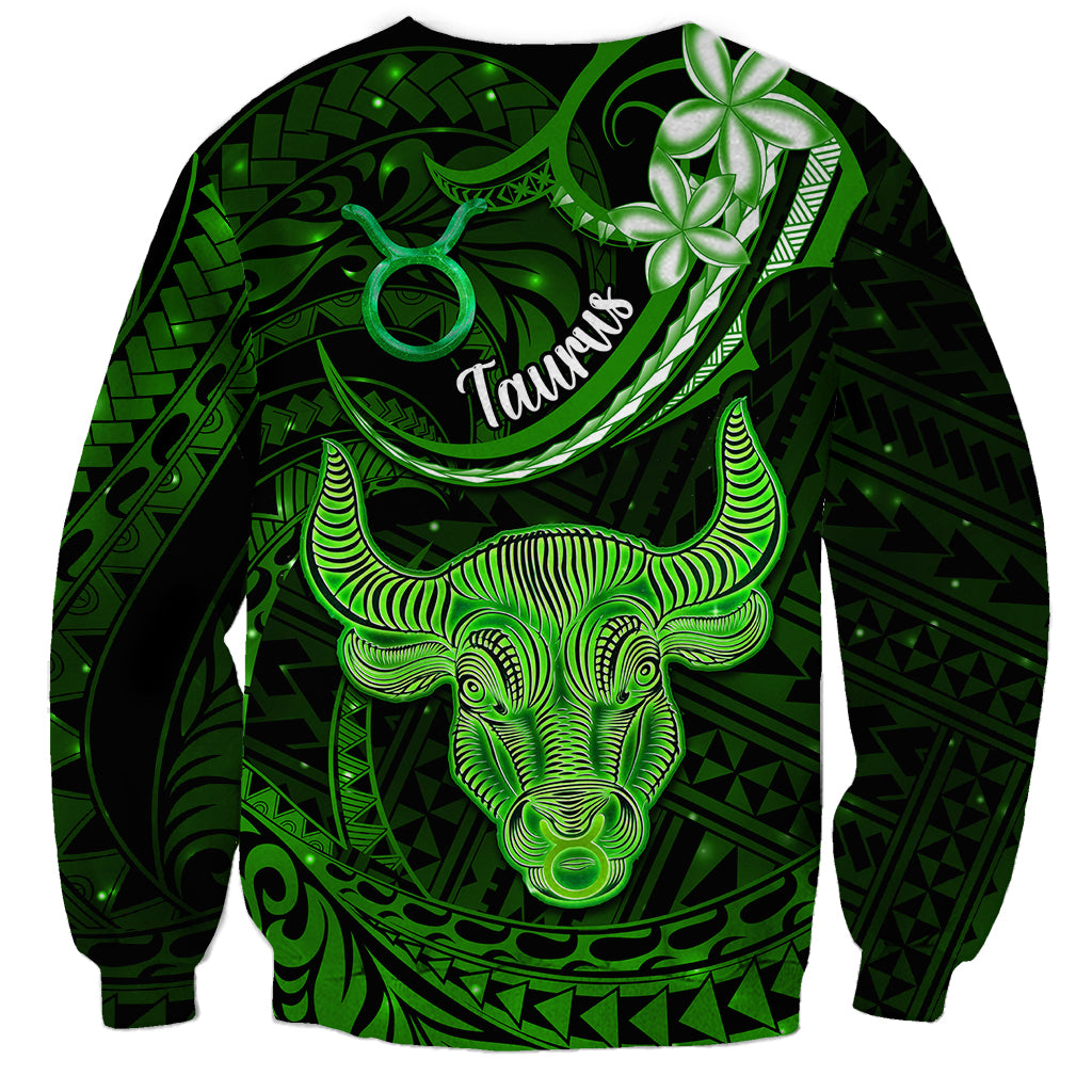 Polynesian Pride Taurus Zodiac Sweatshirt Astrological Sign Tribal Plumeria Green Galaxy LT14 - Polynesian Pride