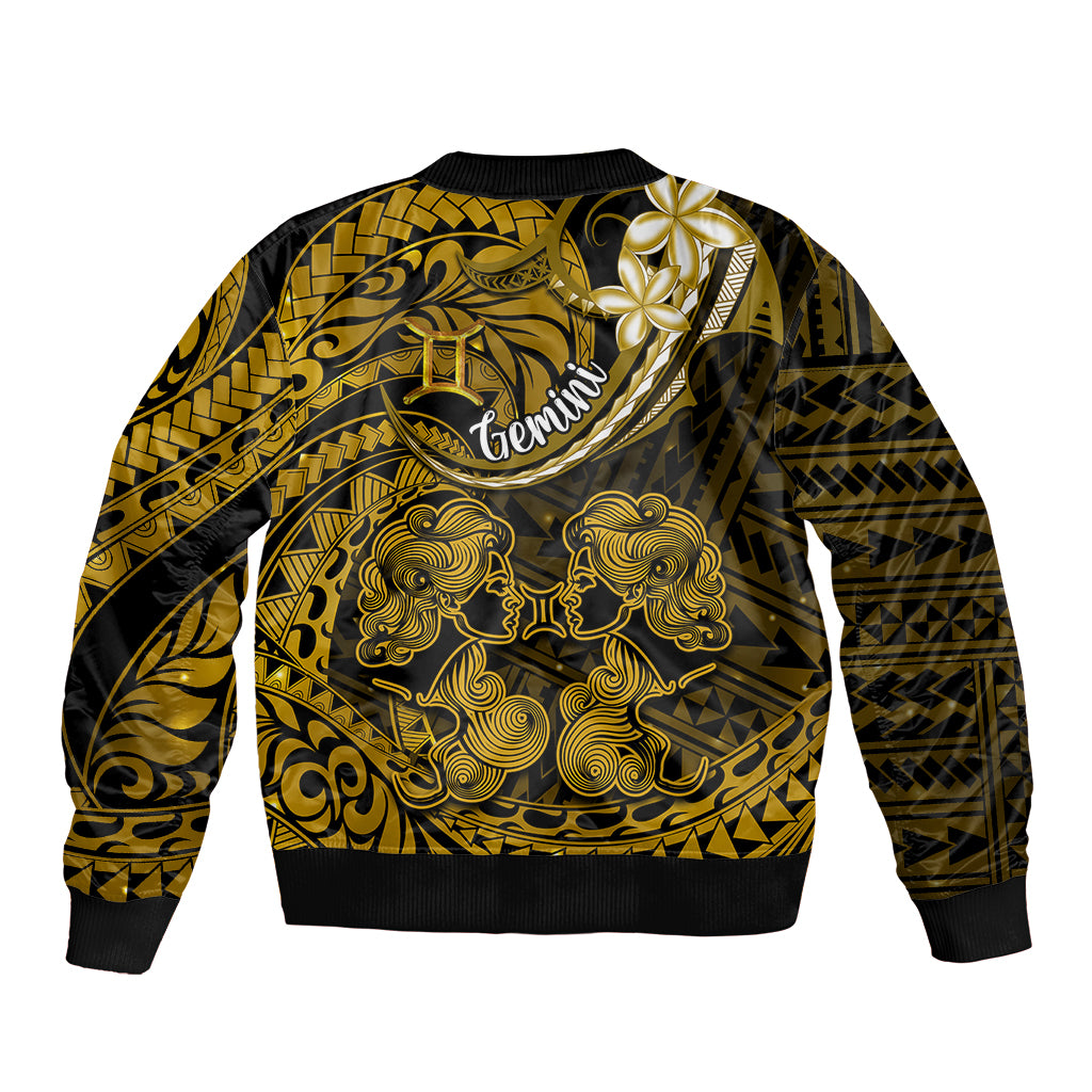 Polynesian Pride Gemini Zodiac Sleeve Zip Bomber Jacket Astrological Sign Tribal Plumeria Gold Galaxy LT14 - Polynesian Pride