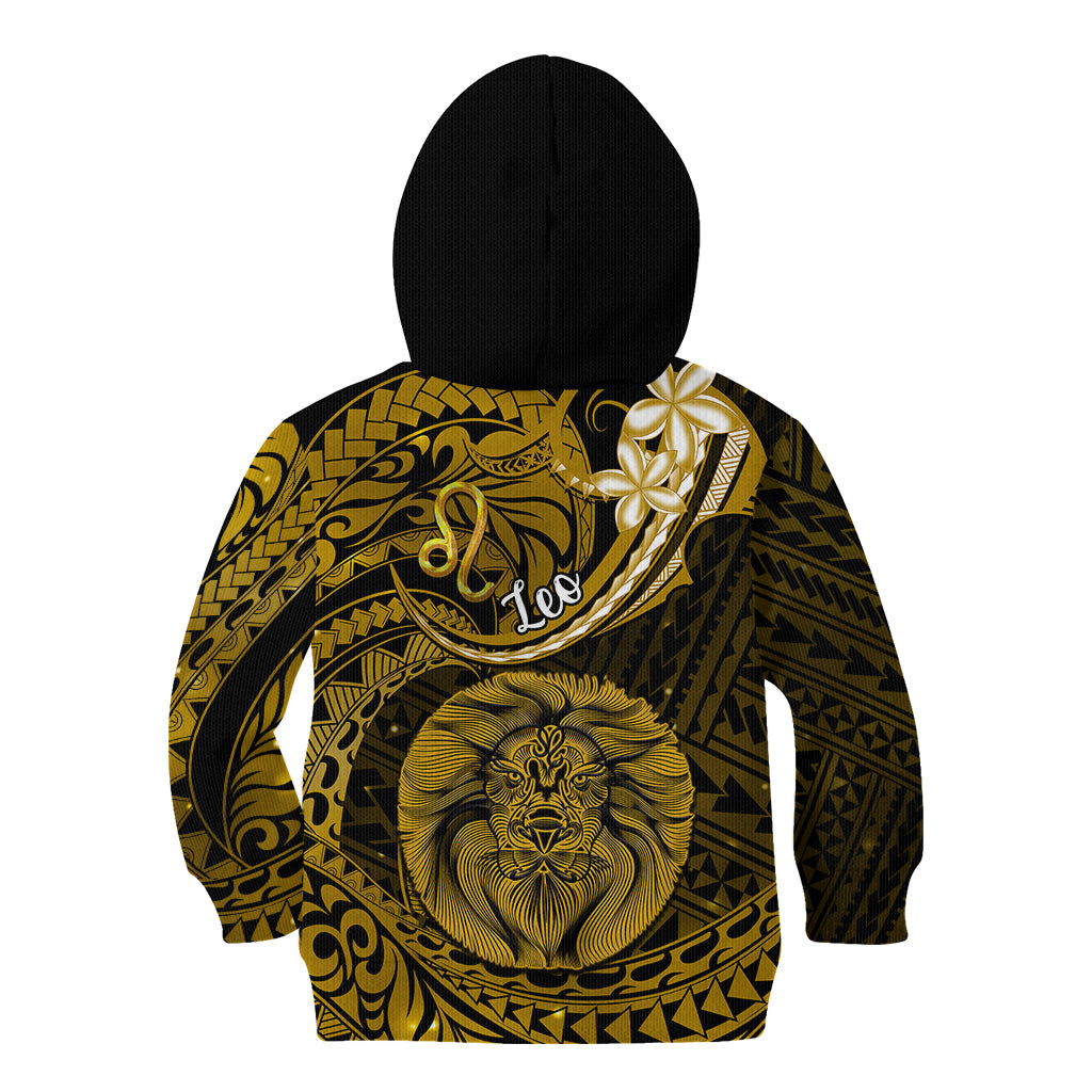 Polynesian Pride Leo Zodiac Kid Hoodie Astrological Sign Tribal Plumeria Gold Galaxy LT14 - Polynesian Pride