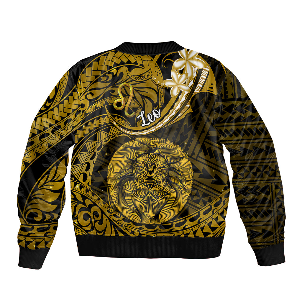 Polynesian Pride Leo Zodiac Sleeve Zip Bomber Jacket Astrological Sign Tribal Plumeria Gold Galaxy LT14 - Polynesian Pride