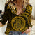 Polynesian Pride Leo Zodiac Women Casual Shirt Astrological Sign Tribal Plumeria Gold Galaxy LT14 Female Gold - Polynesian Pride