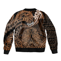Polynesian Pride Virgo Zodiac Sleeve Zip Bomber Jacket Astrological Sign Tribal Plumeria Brown Galaxy LT14 - Polynesian Pride
