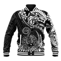 Polynesian Pride Scorpio Zodiac Baseball Jacket Astrological Sign Tribal Plumeria Black LT14 Unisex Black - Polynesian Pride