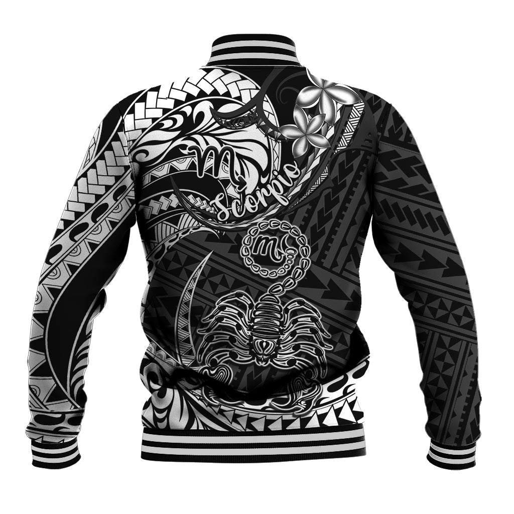 Polynesian Pride Scorpio Zodiac Baseball Jacket Astrological Sign Tribal Plumeria Black LT14 - Polynesian Pride