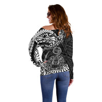 Polynesian Pride Scorpio Zodiac Off Shoulder Sweater Astrological Sign Tribal Plumeria Black LT14 - Polynesian Pride