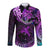 Polynesian Pride Sagittarius Zodiac Long Sleeve Button Shirt Astrological Sign Tribal Plumeria Purple Galaxy LT14 Unisex Purple - Polynesian Pride