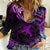 Polynesian Pride Sagittarius Zodiac Women Casual Shirt Astrological Sign Tribal Plumeria Purple Galaxy LT14 Female Purple - Polynesian Pride
