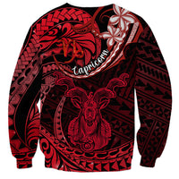 Polynesian Pride Capricorn Zodiac Sweatshirt Astrological Sign Tribal Plumeria Red Galaxy LT14 - Polynesian Pride