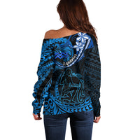 Polynesian Pride Aquarius Zodiac Off Shoulder Sweater Astrological Sign Tribal Plumeria Blue Galaxy LT14 - Polynesian Pride
