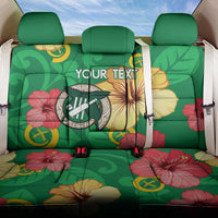 Custom Vanuatu Cricket Back Car Seat Cover 2024 Tropical Flowers Version LT14 One Size Green - Polynesian Pride